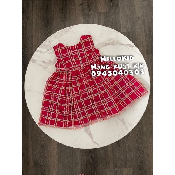 V20 - Váy kẻ đỏ ren bồng Rose (form nhỏ)