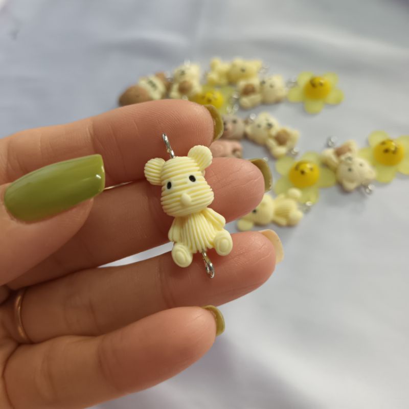 1 cặp Gấu, Mặt trời có móc treo làm dây đeo khẩu trang, làm trang sức, phụ kiện handmade