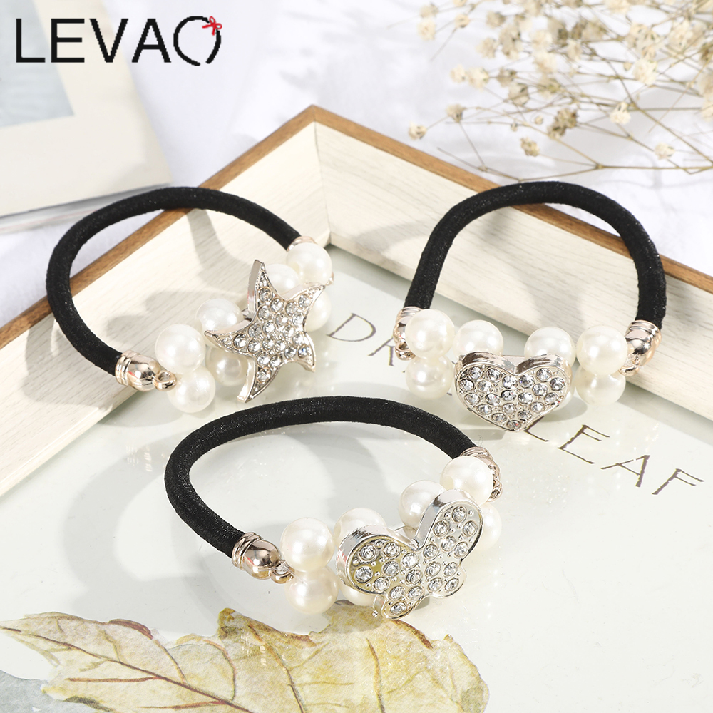 Dây Cột Tóc Đính Ngọc Trai Xinh Xắn Theo Phong Cách Hàn Quốc