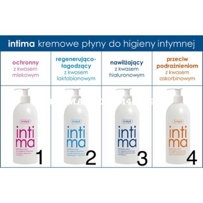 Dung dịch vệ sinh phụ nữ Ziaja Intima, 500ml, hàng chuẩn Ba Lan (Poland) 4 loại viêm nhẹ, viêm vừa, viêm nặng, cấp ẩm