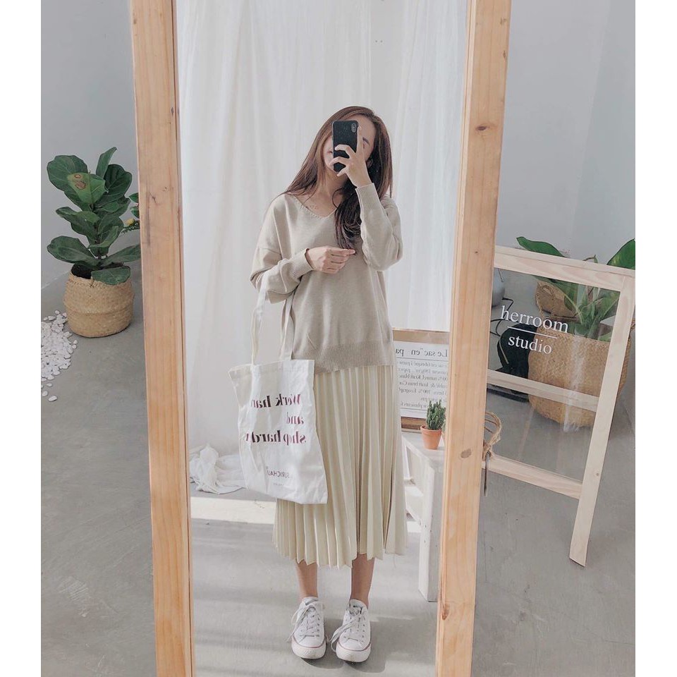 Chân Váy Midi Trơn Xếp Ly Dáng Dài Nhiều Màu Cực Xinh Freesize<58kg - CV.008 | BigBuy360 - bigbuy360.vn