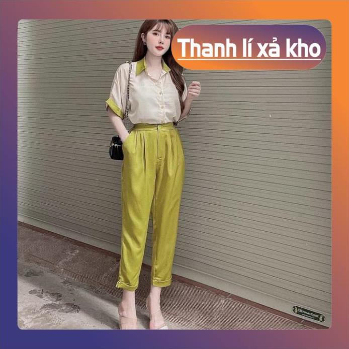 Bộ Sơ Mi ,Đồ công sở,Lụa Pha Đũi Full size Đủ màu B06
