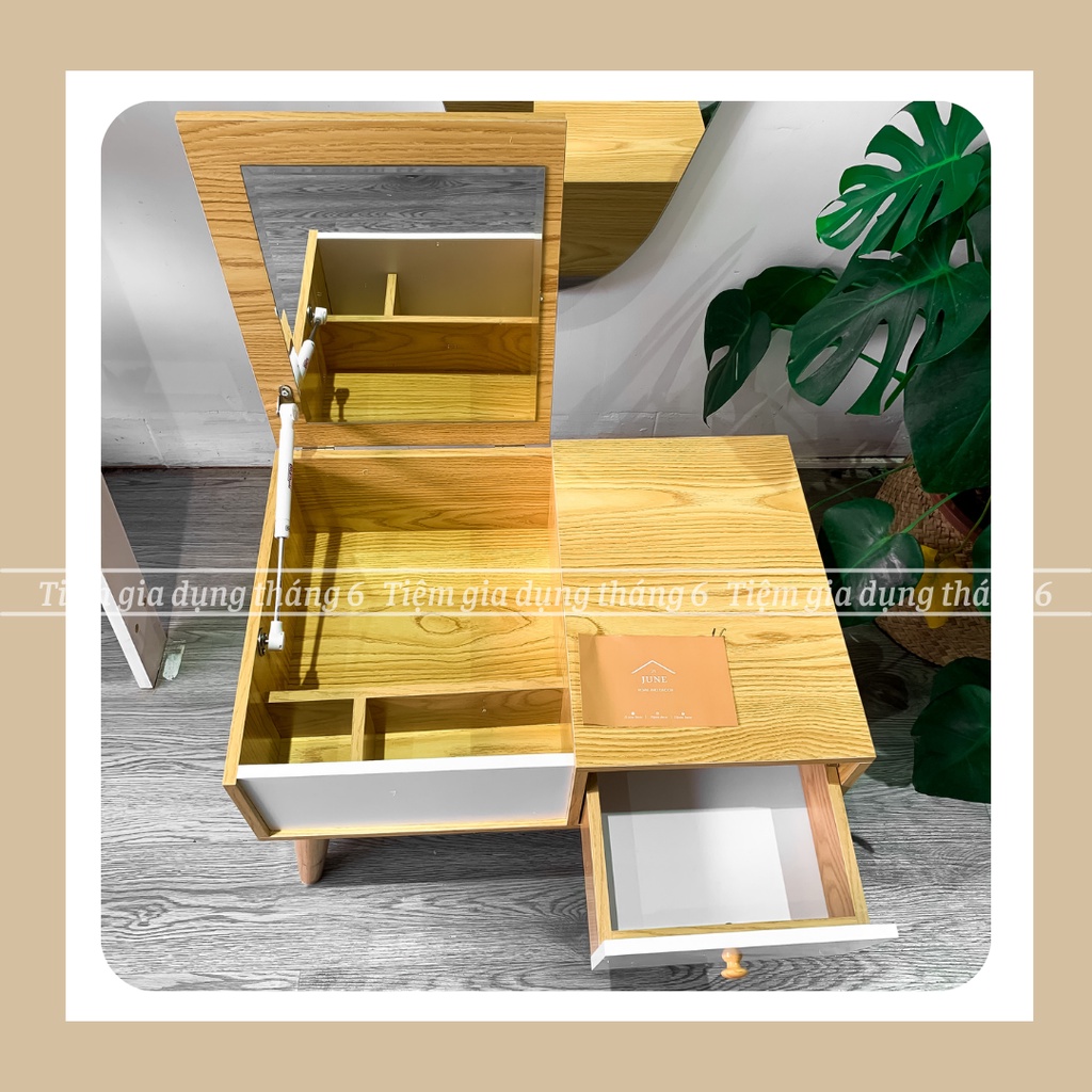 Bàn trang điểm màu trắng ngồi bệt  MIỄN SHIP bàn phấn mini có gương gỗ MDF cao cấp chịu lực cao