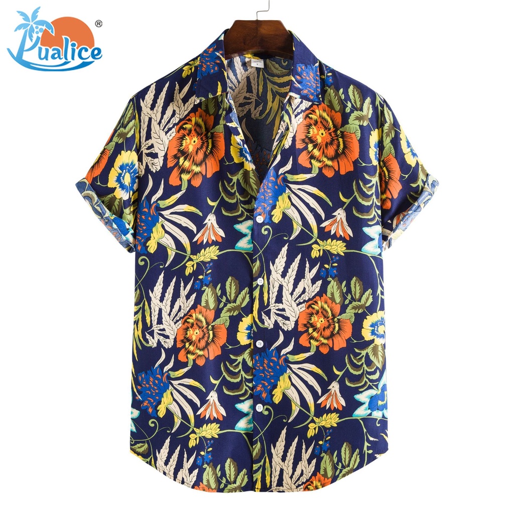 Áo sơ mi tay ngắn in họa tiết thời trang cá tính dành cho nam 2021