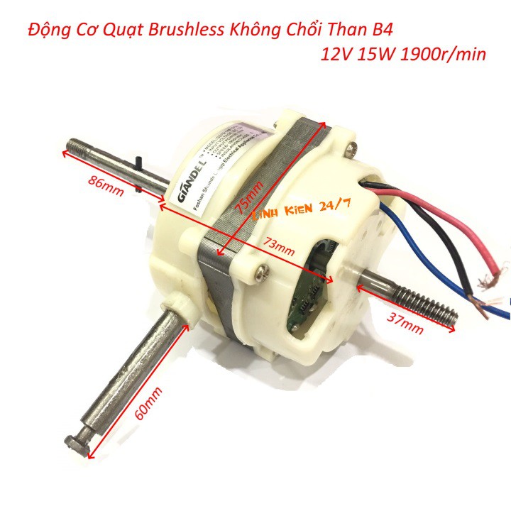 Động Cơ Motor Quạt Brushless Không Chổi Than B4 12V 15W