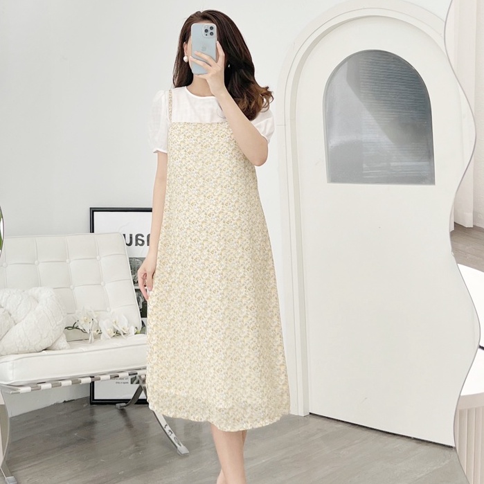 MEDYLA - Yếm dự tiệc dáng yếm (không kèm áo) 2 lớp vải voan cho bầu đi chơi du lịch dự tiệc - VS1026