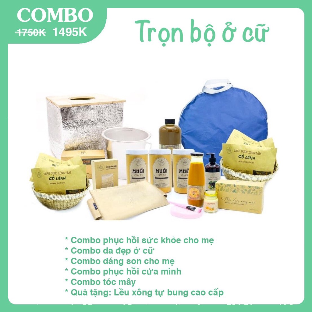 Combo 11 sản phẩm ở cữ cho mẹ sau sinh Cỏ Lành - Tặng 1 Lều xông tự bung