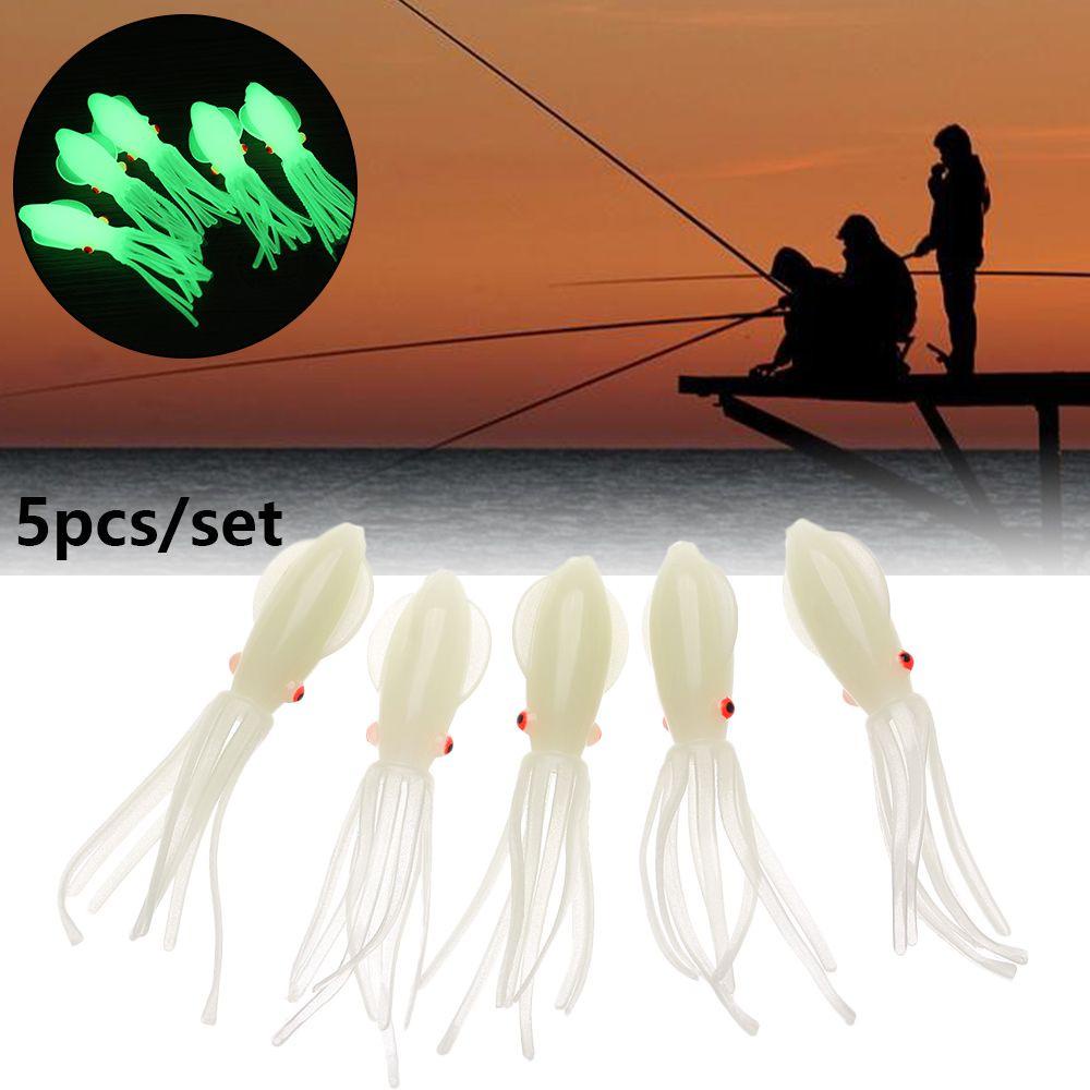 Bộ 5 Mồi Câu Cá Giả Hình Bạch Tuộc Bằng Silicone Mềm