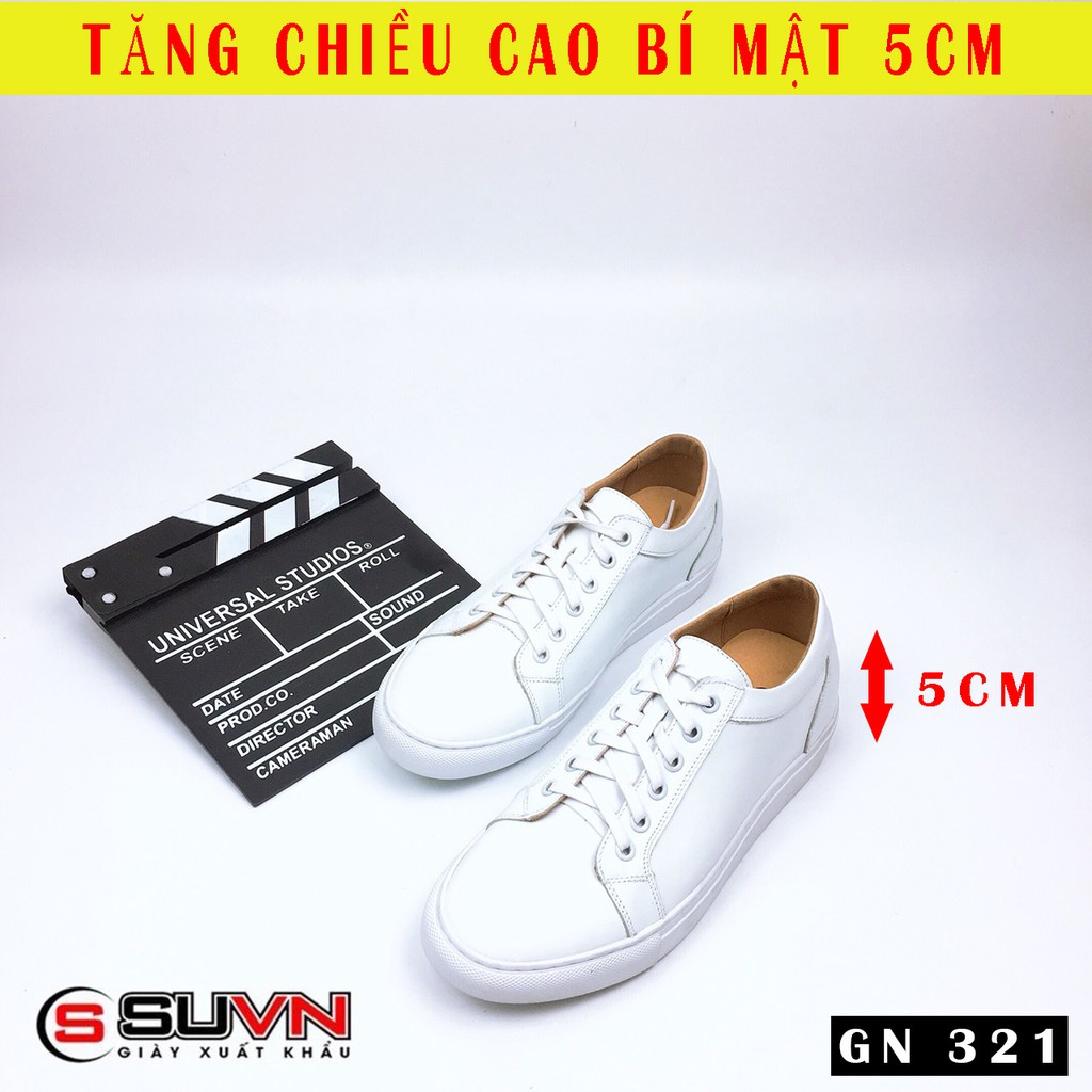 Giày Da Thể thao, Tăng cao 5cm - Da thật Bảo hành 12 Tháng. Mã TT321 SUVN