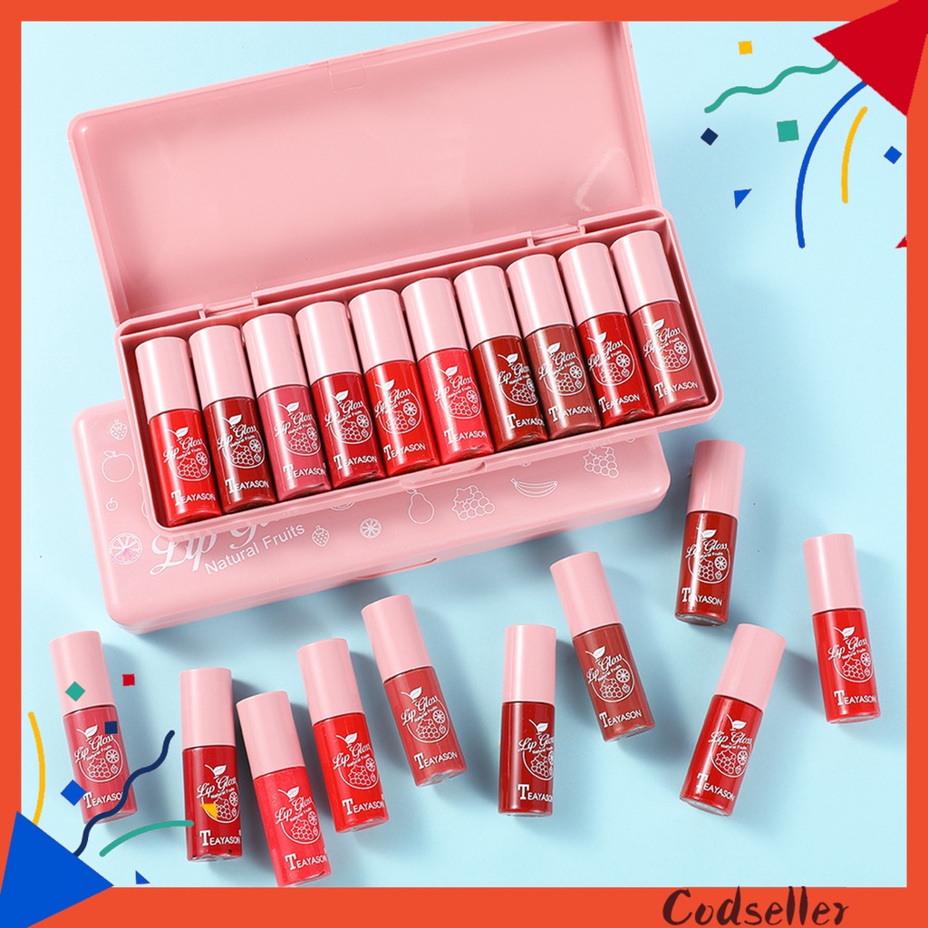 CODseller 10Pcs/Set Liquid Lipsticks Long Lasting Non-stick Safe Ingredients Unfading Nourishing Lip Gloss for Gifts