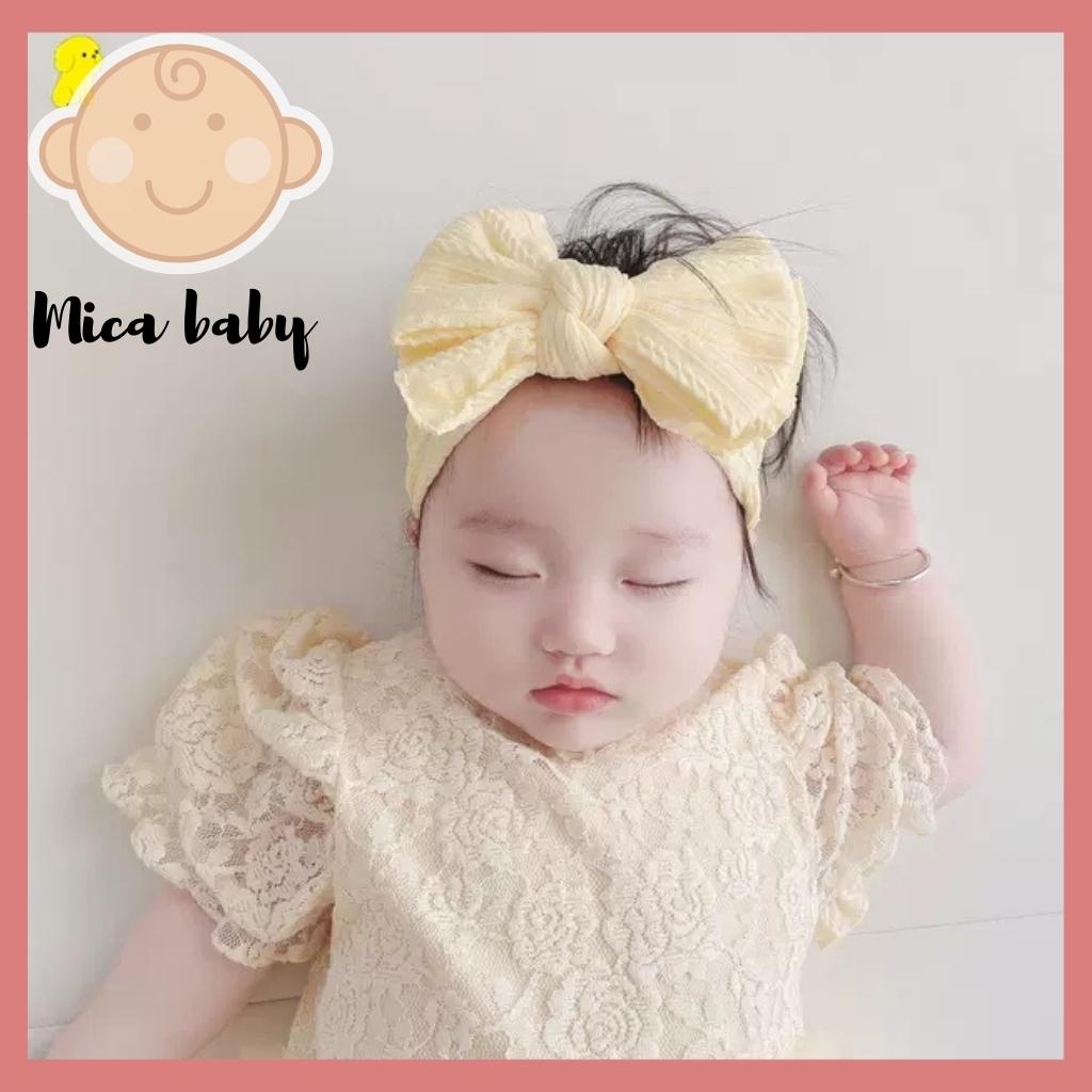 Set băng đô hoa voan kèm nơ gân đáng yêu có hộp đựng đáng yêu cho bé gái BD40 Mica Baby