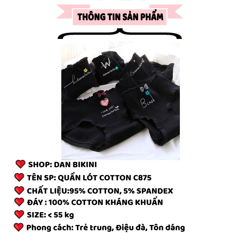 Quần Lót Nữ Cotton gân tăm cạp chun bèo đính nơ mẫu C875