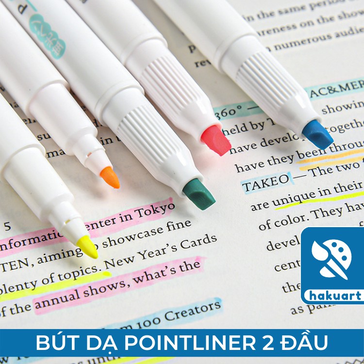 Bút Dạ POINTLINER 2 Đầu ghi chú, đánh dấu, trang trí sổ tay - Họa Cụ Hakuart