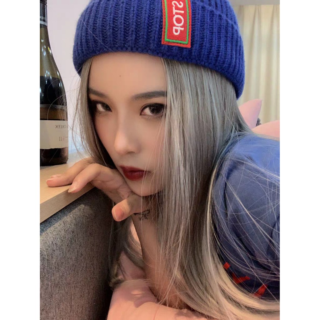 Bộ Tóc Giả Nữ Dài Thẳng Màu Xám Cosplay Blackpink