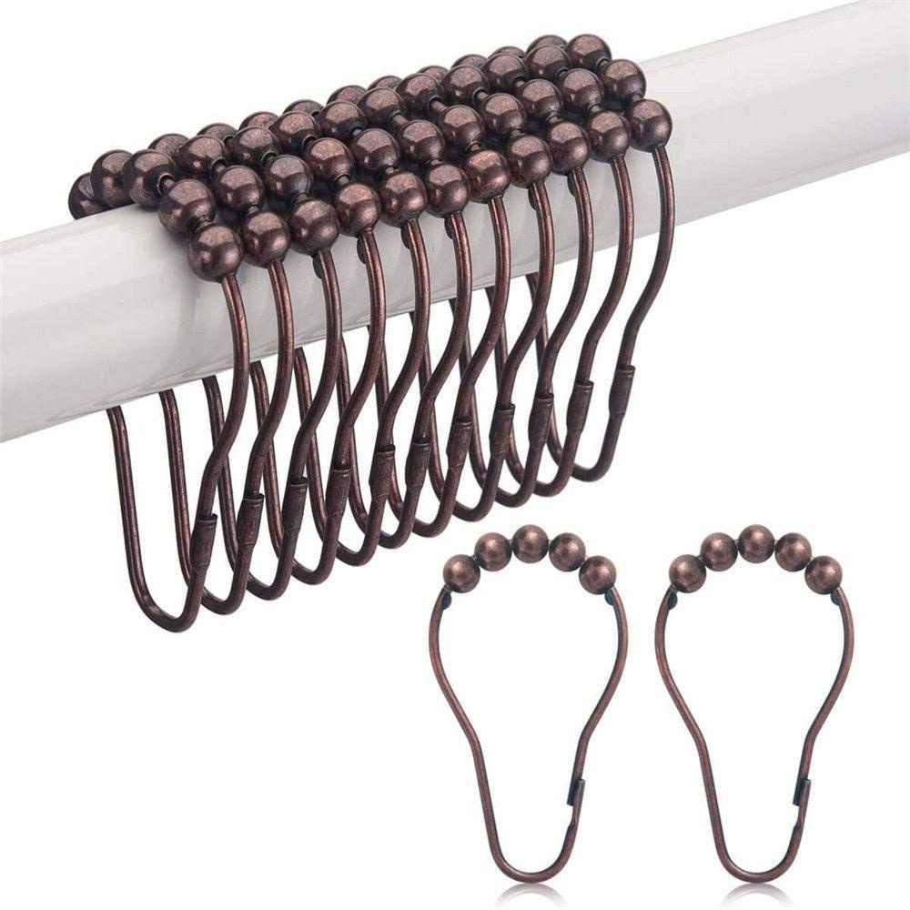 LONTIME Bộ 12 Móc Treo Rèm Nhà Tắm Bằng Thép Không Gỉ