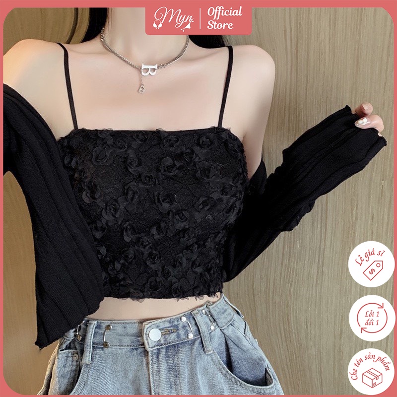 Bra croptop hoa hồng phong cách hàn quốc, có đệm ngực 586