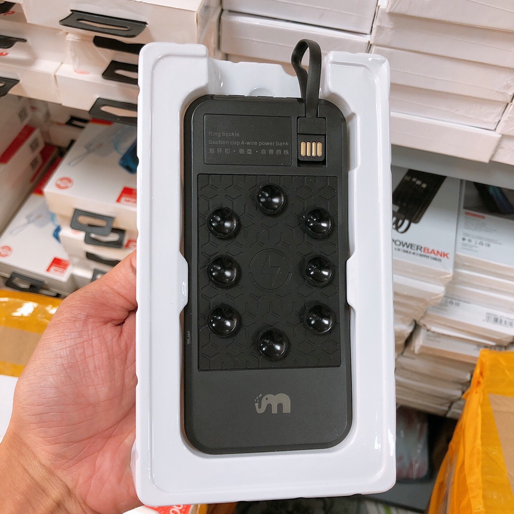 Pin Dự Phòng Qi 10.000mah Kiêm Sạc Ko Dây kèm 3 cáp theo sạc