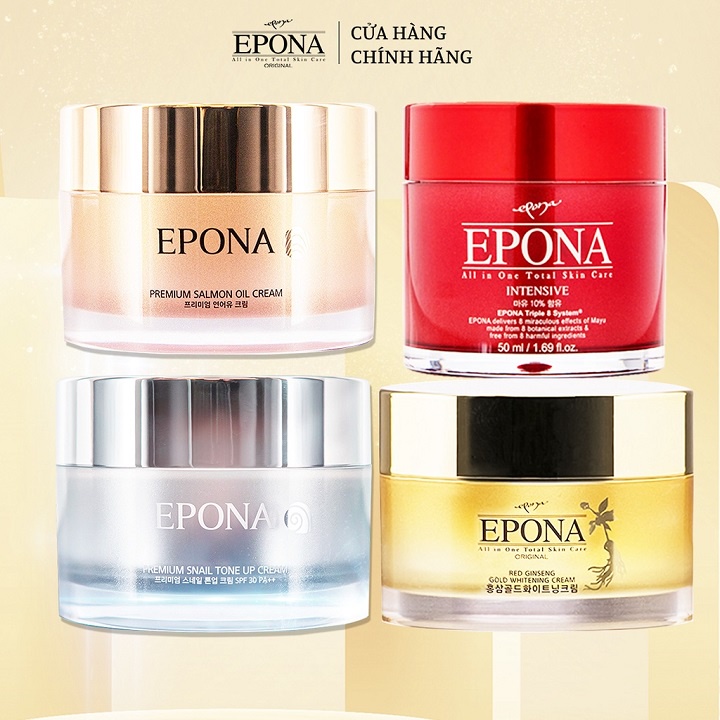 Kem Dưỡng Epona Cream 50ml - Snail Tone Up, All In One Intrnsive, Salmon Oil, Red Ginseng Gold