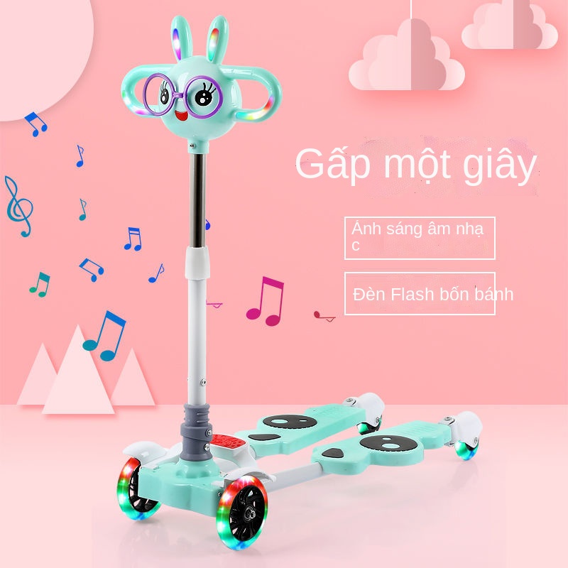 ✙Xe trượt cắt kéo bốn bánh bơi ếch trẻ em từ 2-10 tuổi, gấp chân rời, đạp trượt, xe trượt Scooter nam nữ [Gửi ngày 31/12