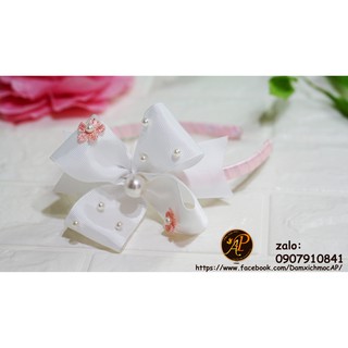 Bờm nơ hoa ren handmade AP