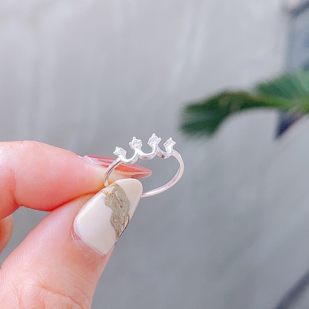 Nhẫn bạc nữ PANSY hình vương miện 4 chóp xinh xắn