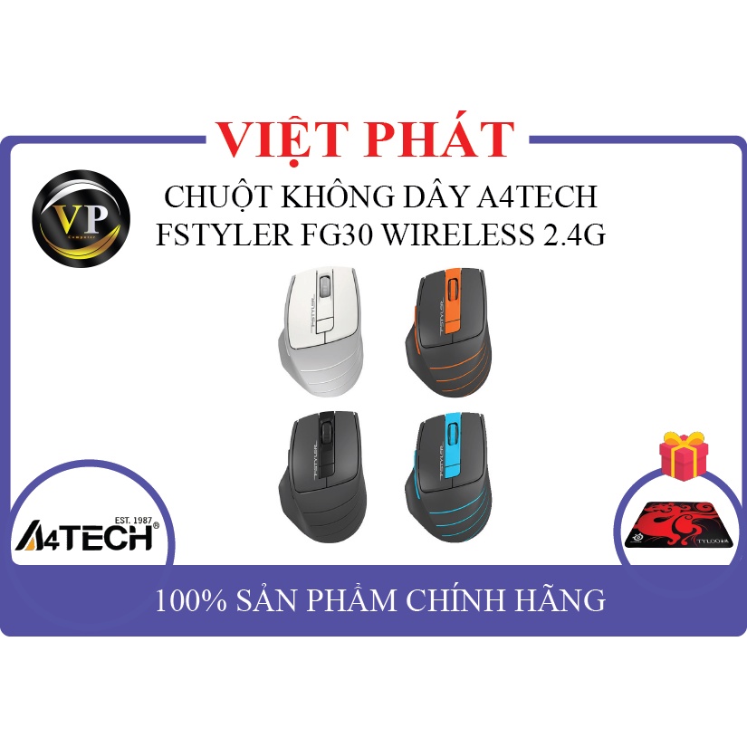 Chuột Không Dây A4Tech FStyler FG30 Wireless 2.4G + KM TẤM LÓT CHUỘT