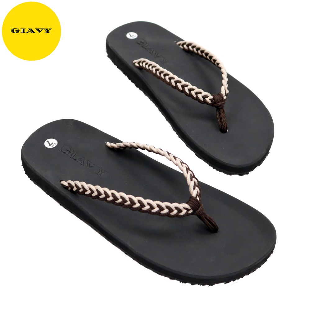 Dép kẹp nữ quai vải thắt bính phối màu xinh xắn DT499 - GIAVY