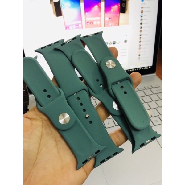 dây silicon apple watch xanh rêu midnight green đủ seri 1 đến seri 6