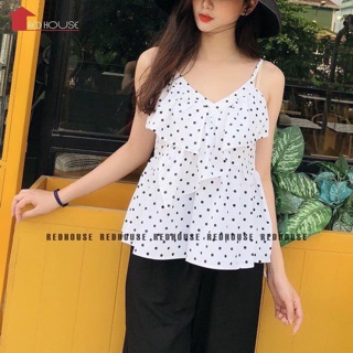 Áo hai dây bèo chấm bi