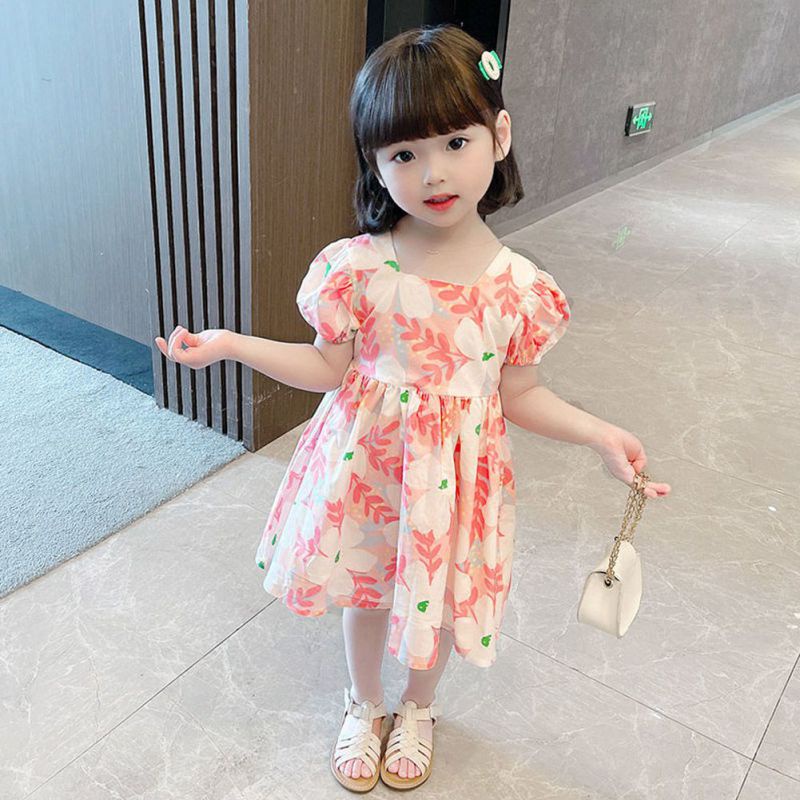 Đầm Công Chúa Tay Ngắn In Hoa Se7en Cho Bé Gái