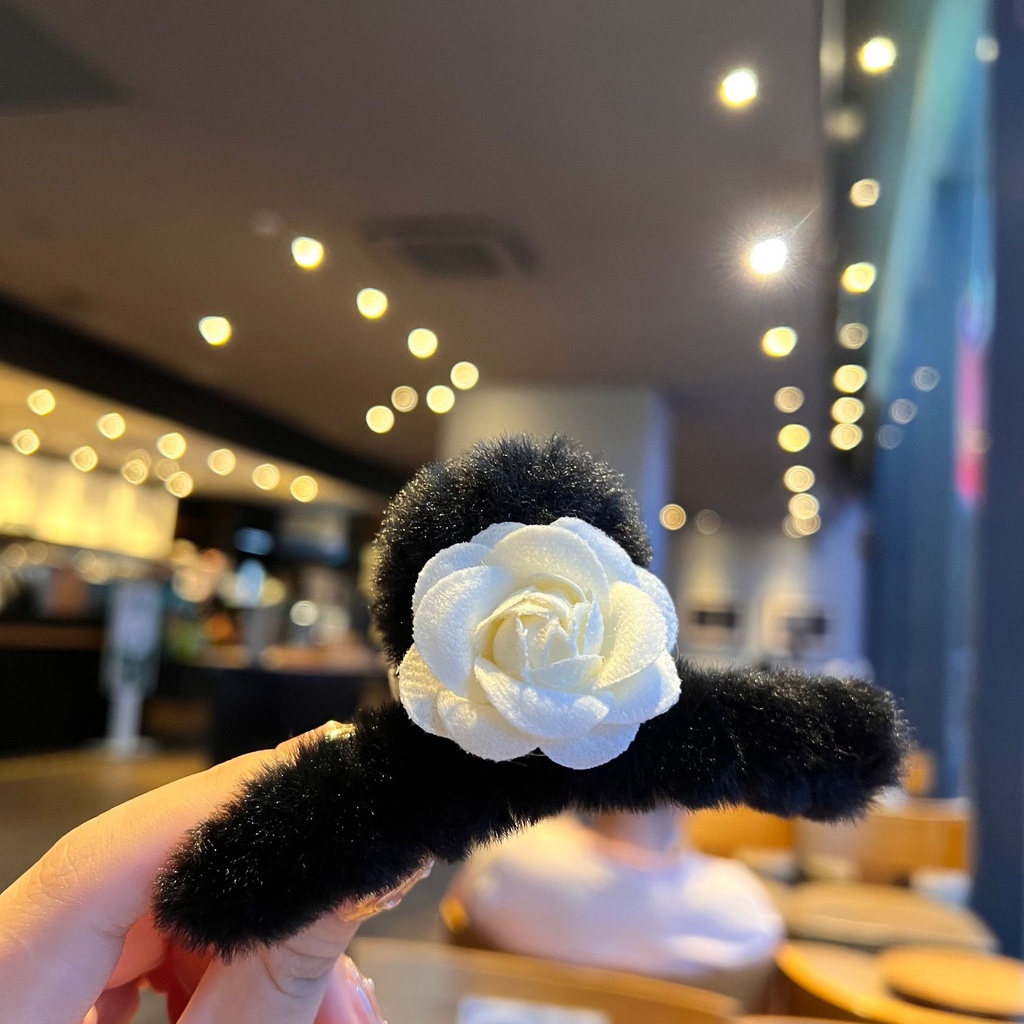 Kẹp Tóc Hoa Trà Nhồi Bông Phong Cách Mới 2022