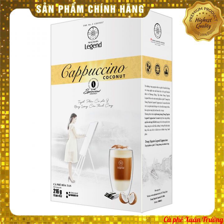 Cafe Trung Nguyên Legend Cappuccino Hộp 12 gói x 18g (Coconut, Hazelnut, Mocha)