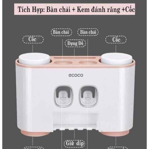 Hộp nhả kem đánh răng 2 ngăn 4 cốc ECOCO cao cấp