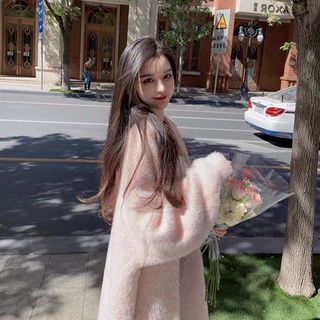 Áo Khoác len lông thỏ dáng dài
