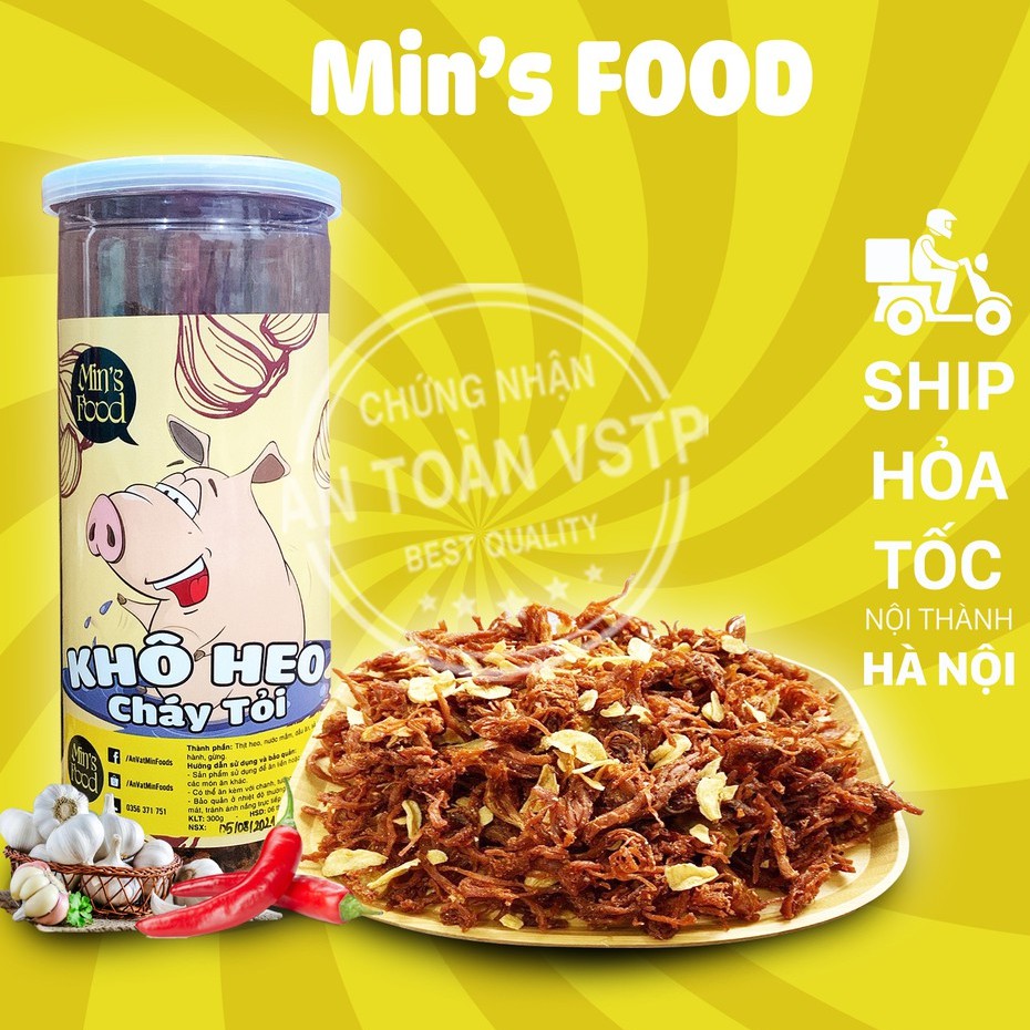 Khô heo cháy tỏi xé sợi loại 1 ăn vặt Min’s Food đồ ăn vặt ngon đảm bảo chất lượng | BigBuy360 - bigbuy360.vn