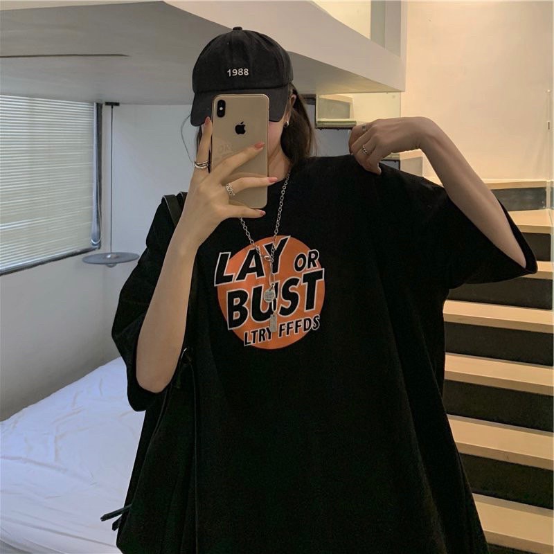 Áo thun phông nam nữ PINK tay lỡ form rộng LAY BUST Unisex