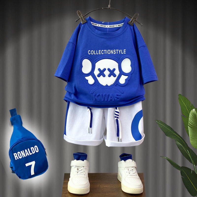 Set Áo Thun Ngắn Tay + Quần Dài Phong Cách Phương Tây Thời Trang Mùa Hè Mới Cho Bé Trai