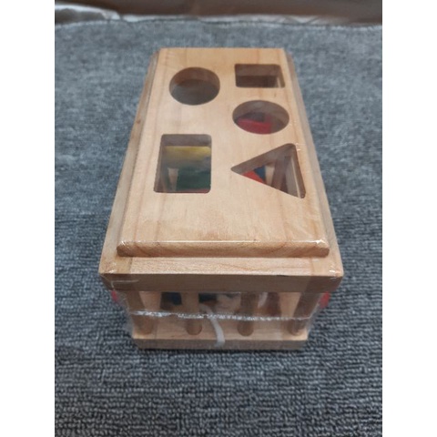 Xe cũi thả hình khối bằng gỗ cho bé - đồ chơi gỗ hỗ trợ vận động tăng trí thông minh