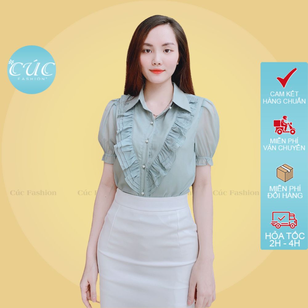 Áo sơ mi nữ CÚC FASHION somi tay ngắn cao cấp vải lụa đẹp kiểu công sở trắng nhiều màu áo cộc tơ bèo tam giác A1162