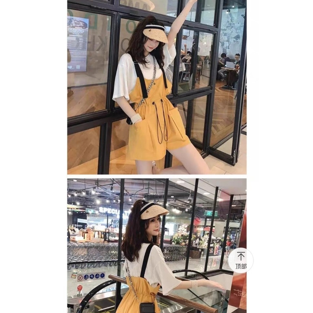 Quần Yếm Nữ Kaki Co Giãn Có Dây Thắt Eo Siêu Xinh | BigBuy360 - bigbuy360.vn