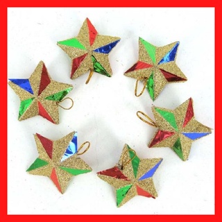 Ngôi sao trang trí Noel có dây đeo, túi 6 ngôi sao phụ kiện decor giáng sinh mới nhất 2022
