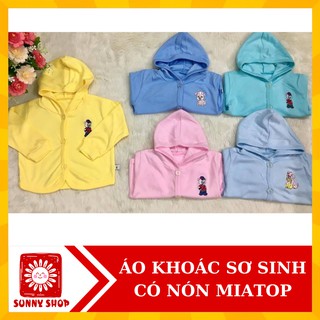 (Được chọn màu) Áo khoác MÀU có NÓN nỉ cotton MIATOP và AMAMIO cho bé sơ sinh đến 9kg