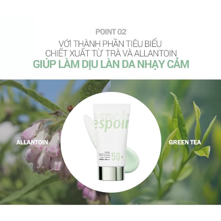 Kem Chống Nắng Espoir Màu Xanh Cấp Nước Căng Mượt Espoir Fresh Water Splash Sun Cream SPF50+ PA++++