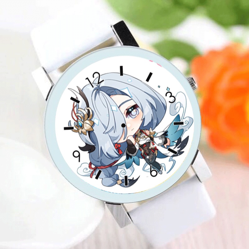 Đồng hồ đeo tay nam nữ in hình nhân vật SHENHE game GENSHIN IMPACT anime chibi thời trang dễ thương