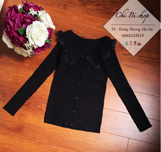 [SẴN] Áo len tăm cổ sen bèo nhún (ảnh thật) | BigBuy360 - bigbuy360.vn