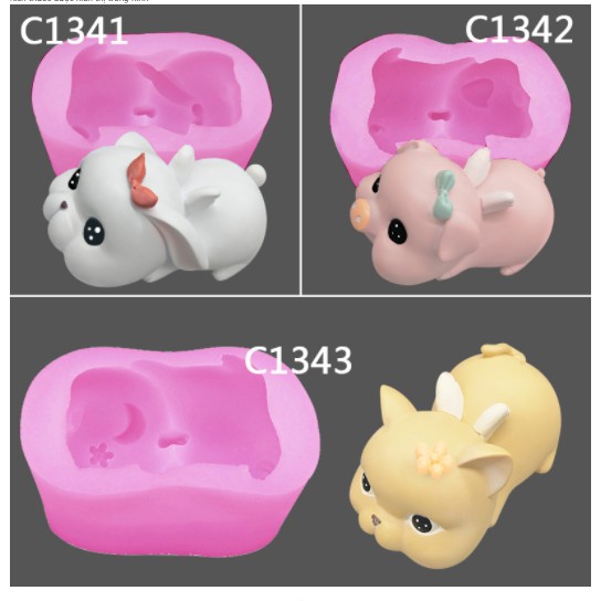 Khuôn Silicone Động Vật Con Chó Chó Nơ Đáng Yêu