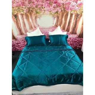 Full Set Bộ Drap Trải Giường Phi Lụa XANH NƯỚC BIỂN M6*2M-M8*2M ((HÀNG CHUẨN))