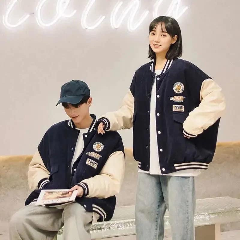 Áo Khoác Bomber Nhung Tăm Trần Bông 2 Lớp Unisex