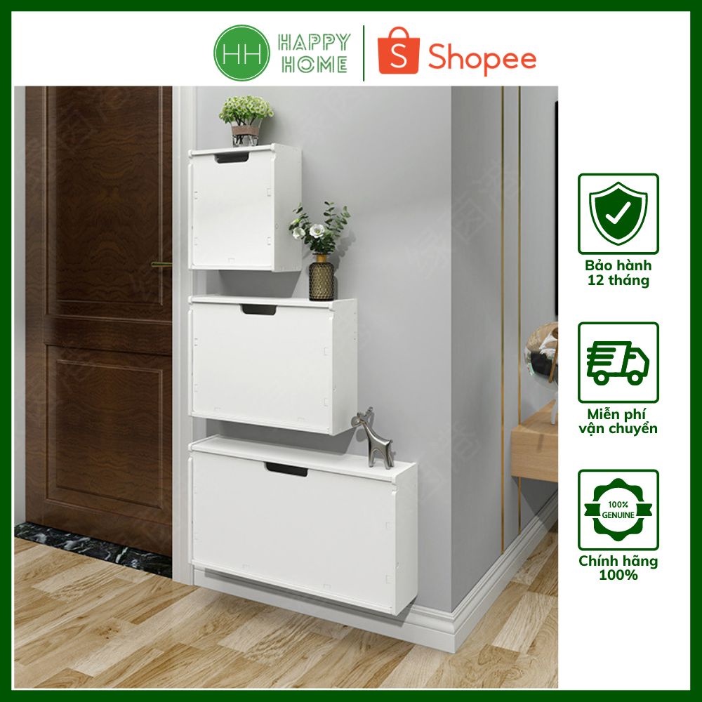 Tủ Giày Treo Tường Thông Minh Cánh Kín Gỗ Nhựa Chống Nước Chống Mốc Cao Cấp Decor - Happyhome