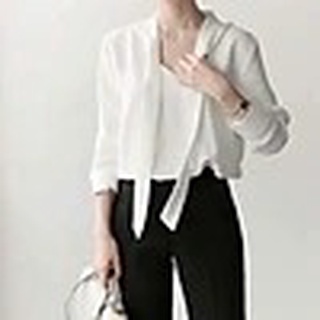 Áo sơ mi lụa cổ nơ